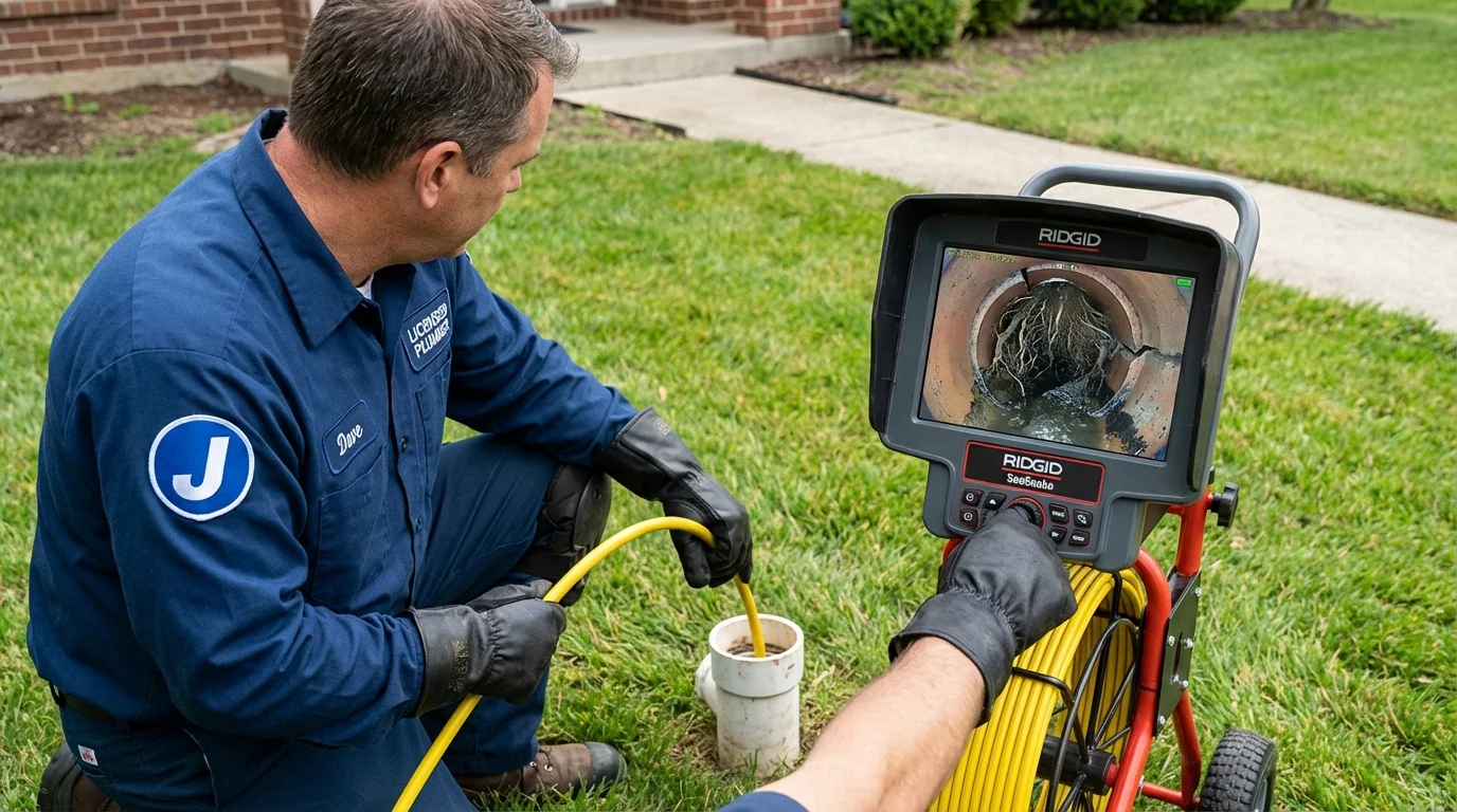 Sewer camera inspection being performed by Johns Plumbing LLC in Halstead