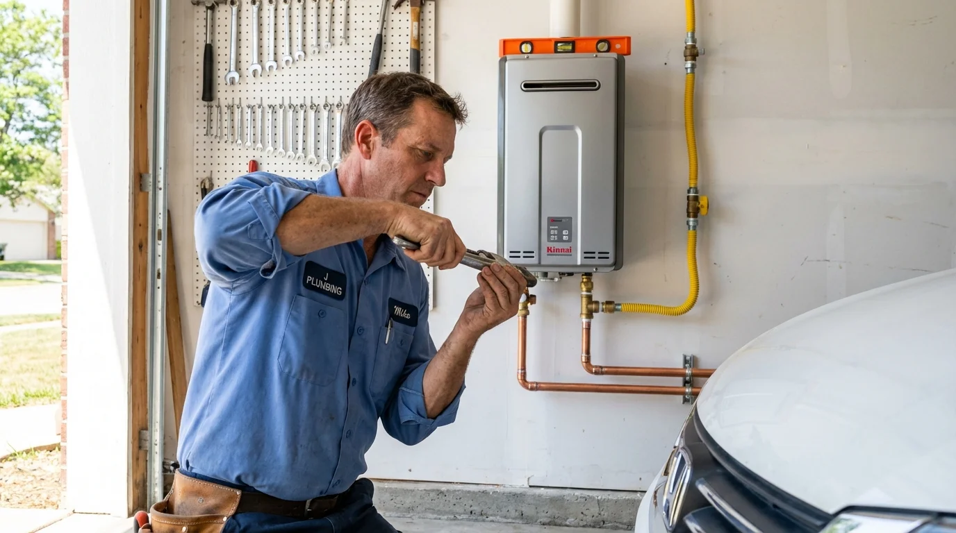 Tankless water heater installation by a Johns Plumbing LLC plumber in Halstead